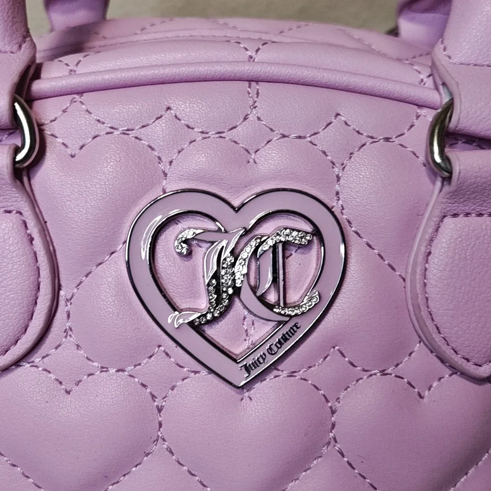 Juicy Couture‎ Satchel Women Small Pink Heart Quilted Crossbody Bag Domed Purse